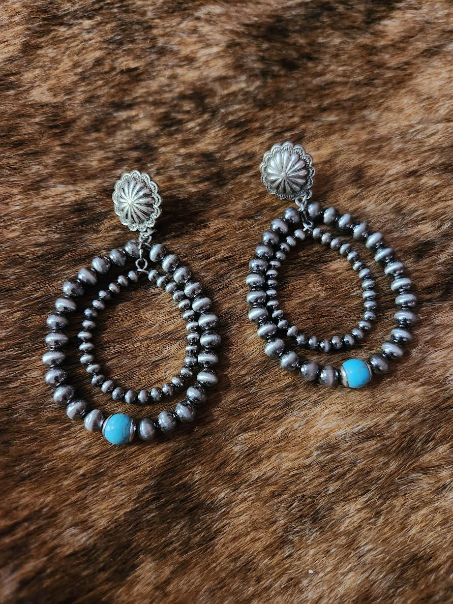 Double Navajo pearl earrings