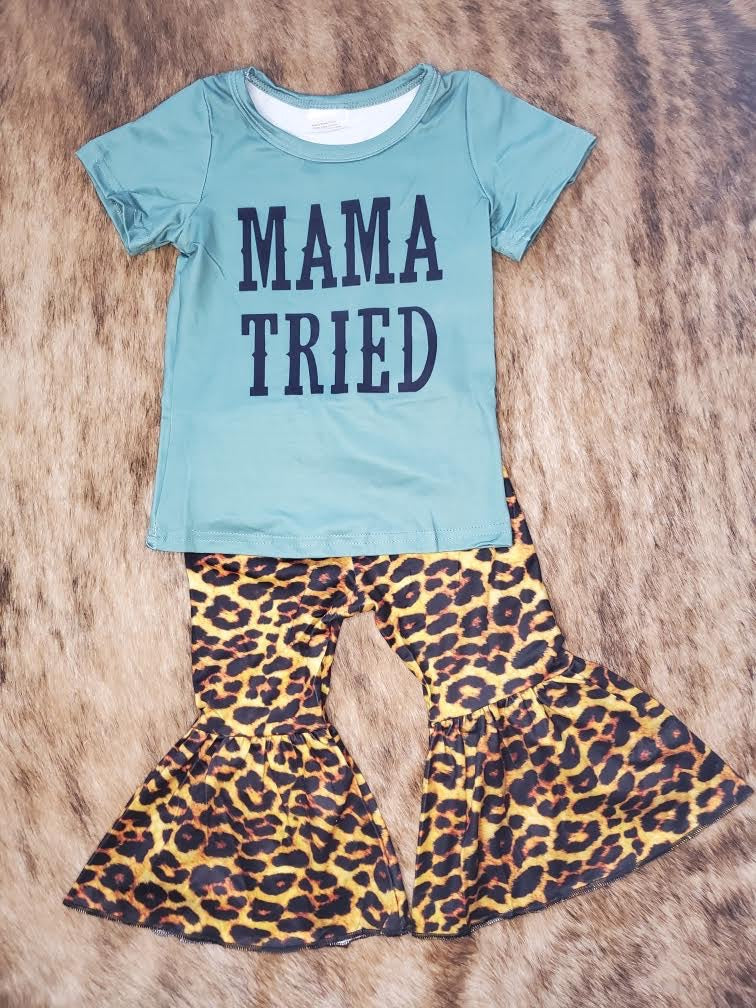 MAMA TIRIED LEOPARD BELLBOTTOM SET