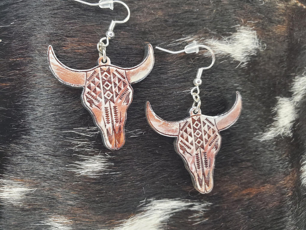 Cow Skull Boho Earrings