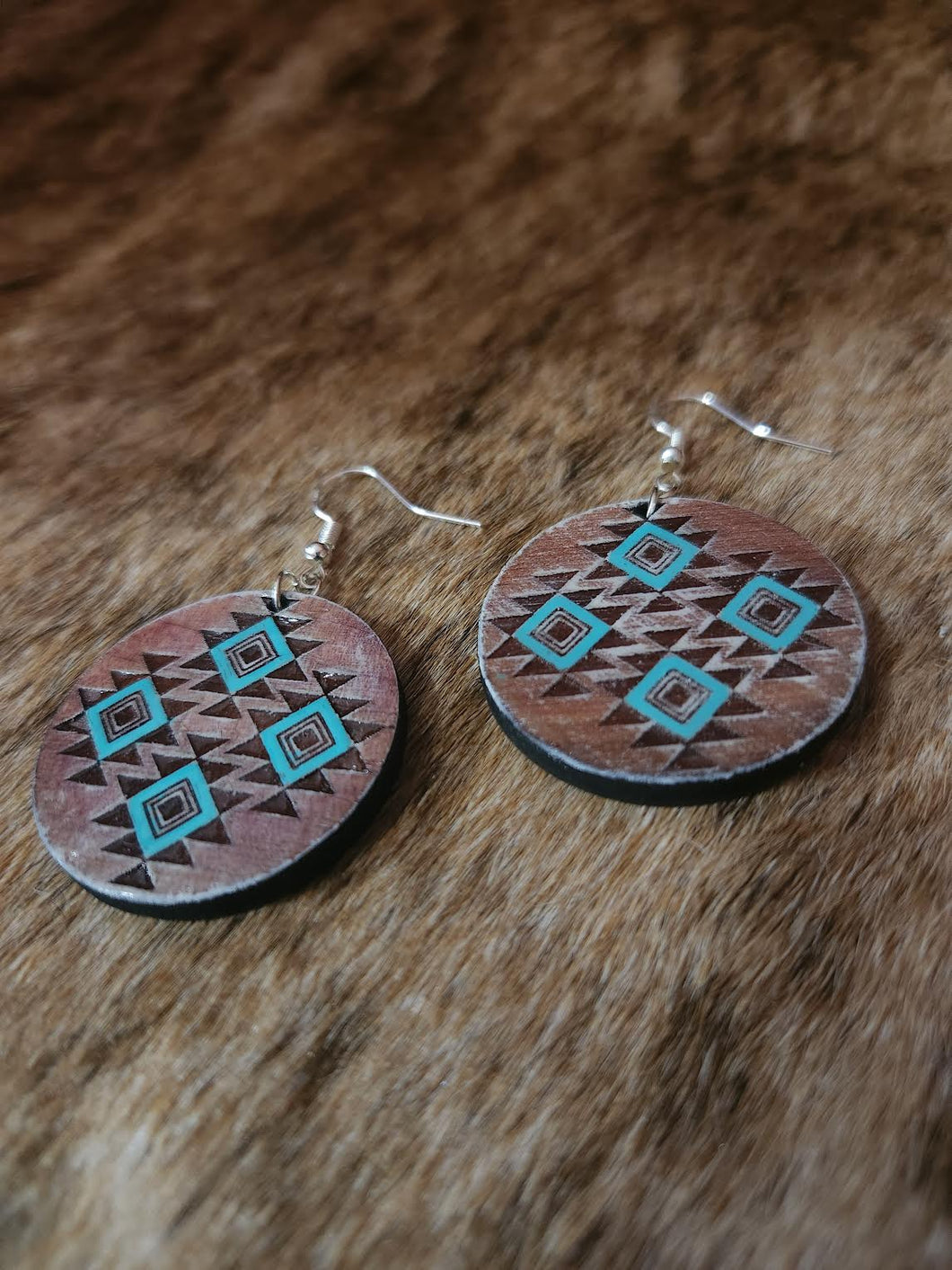 Aztec Pattern Wooden Earrings