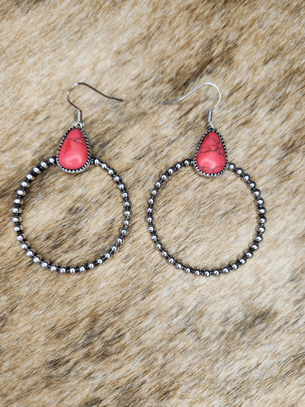 RED HOOP EARRINGS