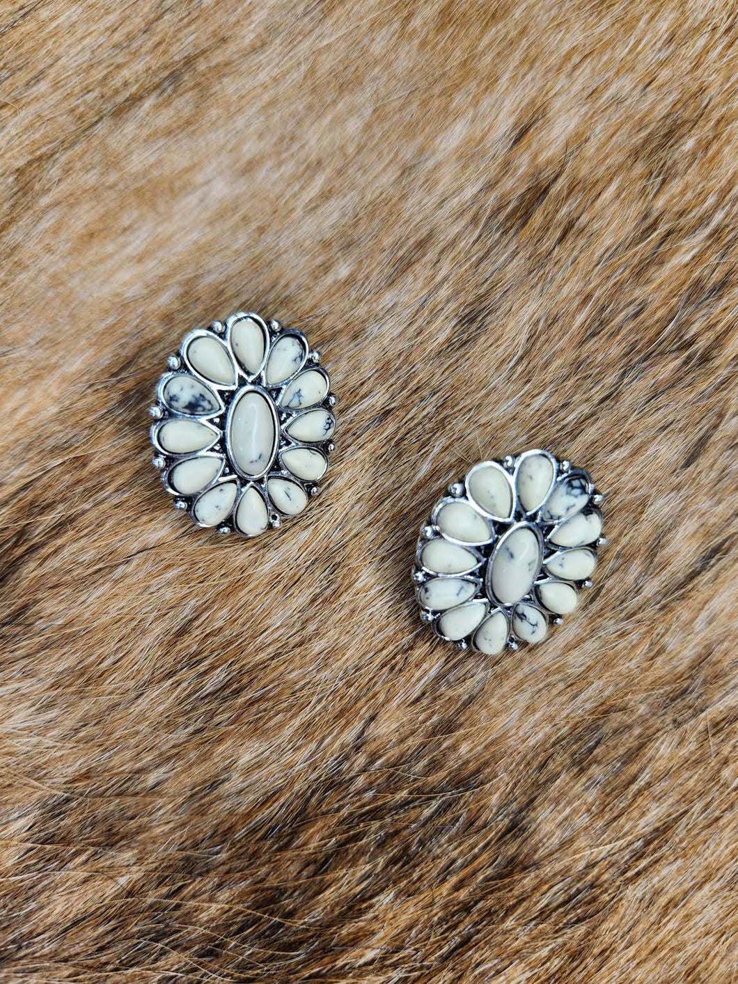 White Squash blossom flower post earrings