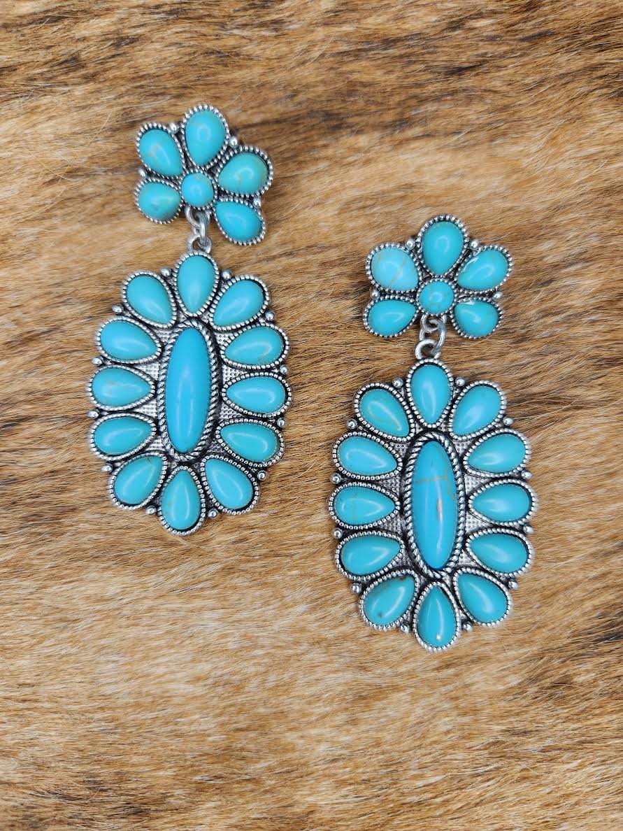 Turquoise Tipi Semi Stone Earrings