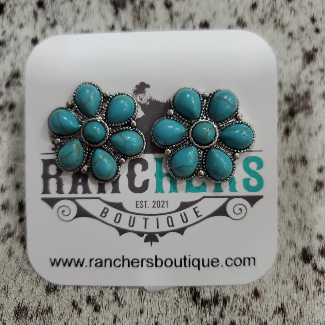 Turquoise flower Post Earring