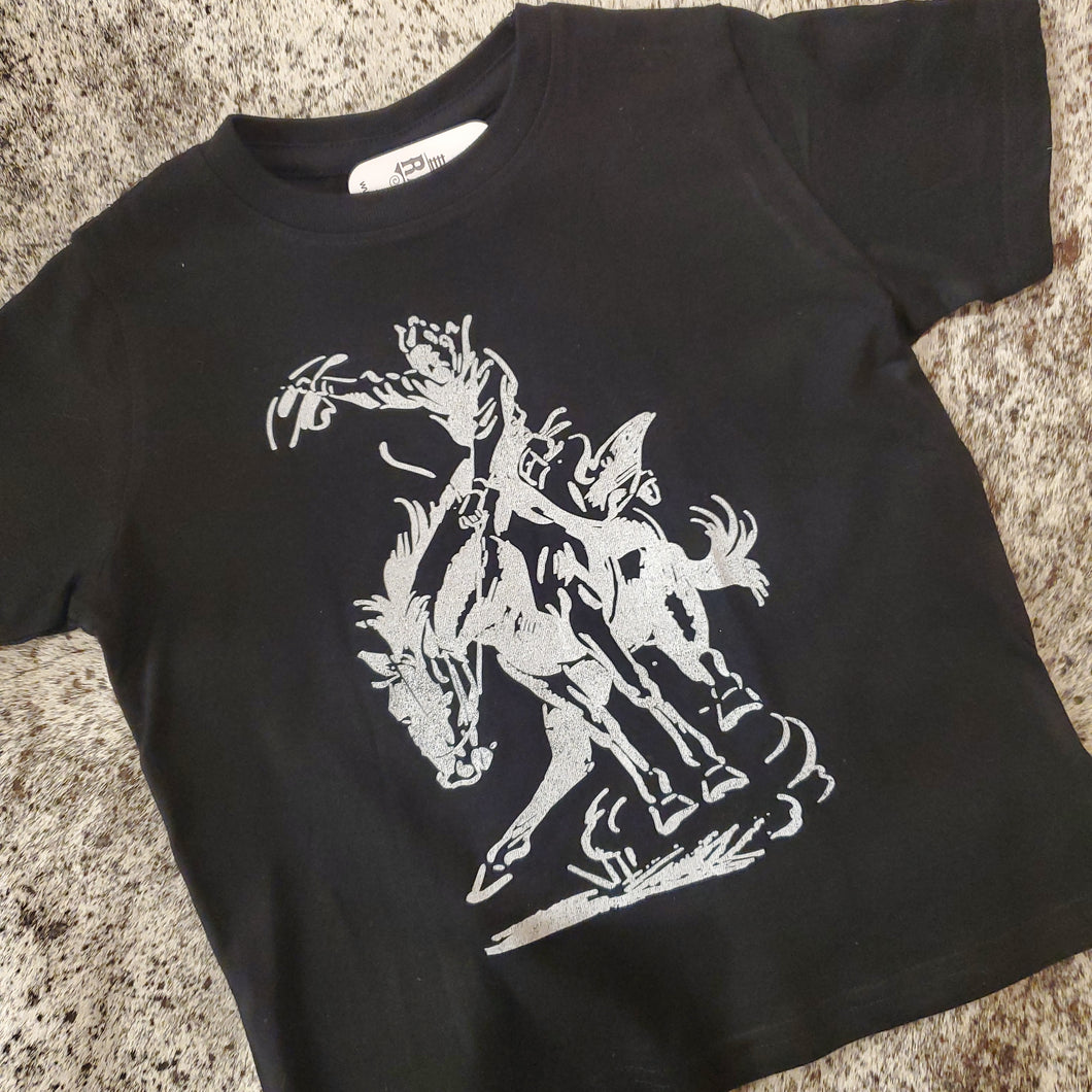 VINTAGE BRONC KIDS BLACK TEE