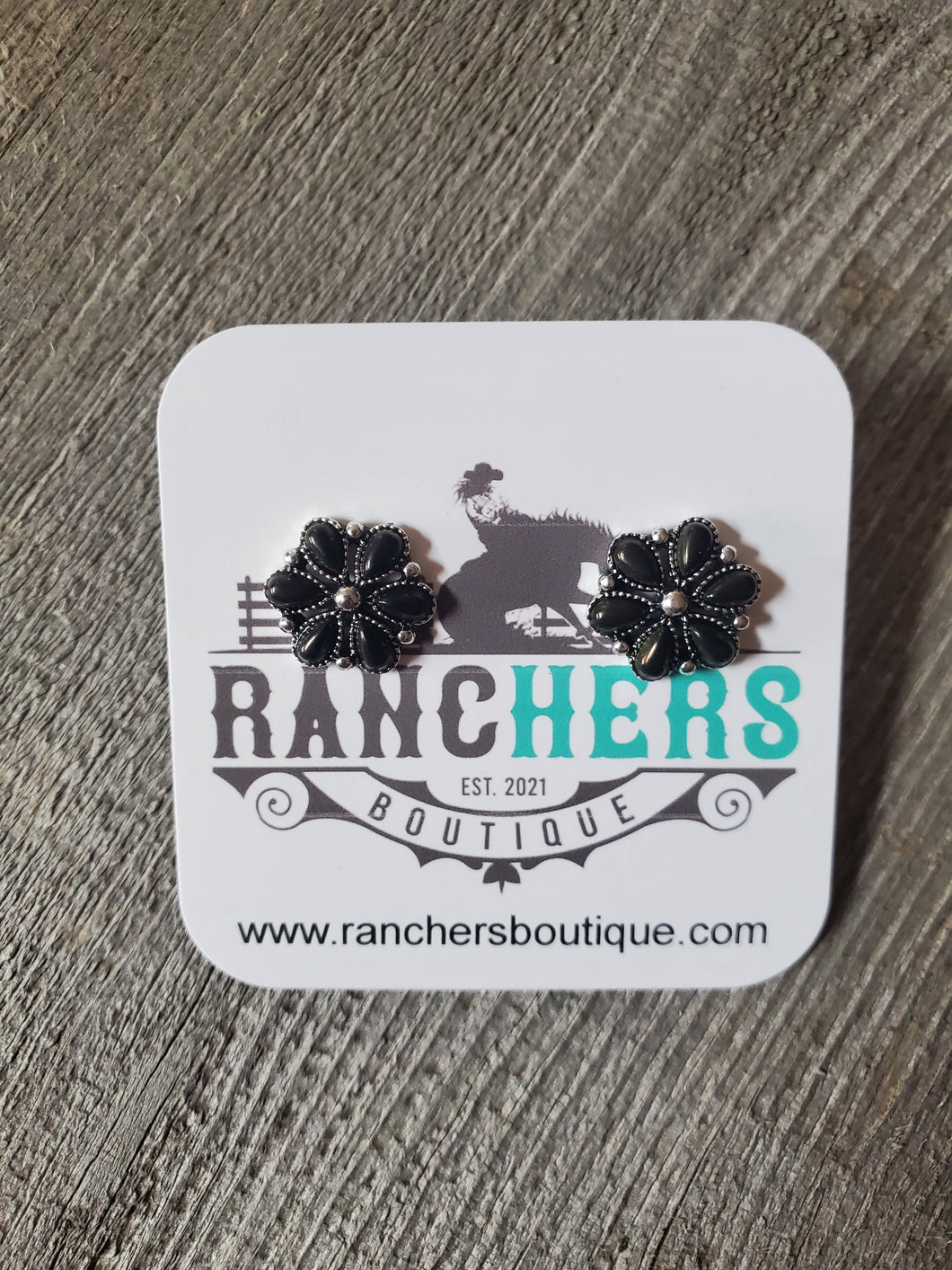 Western Black Stud Earrings