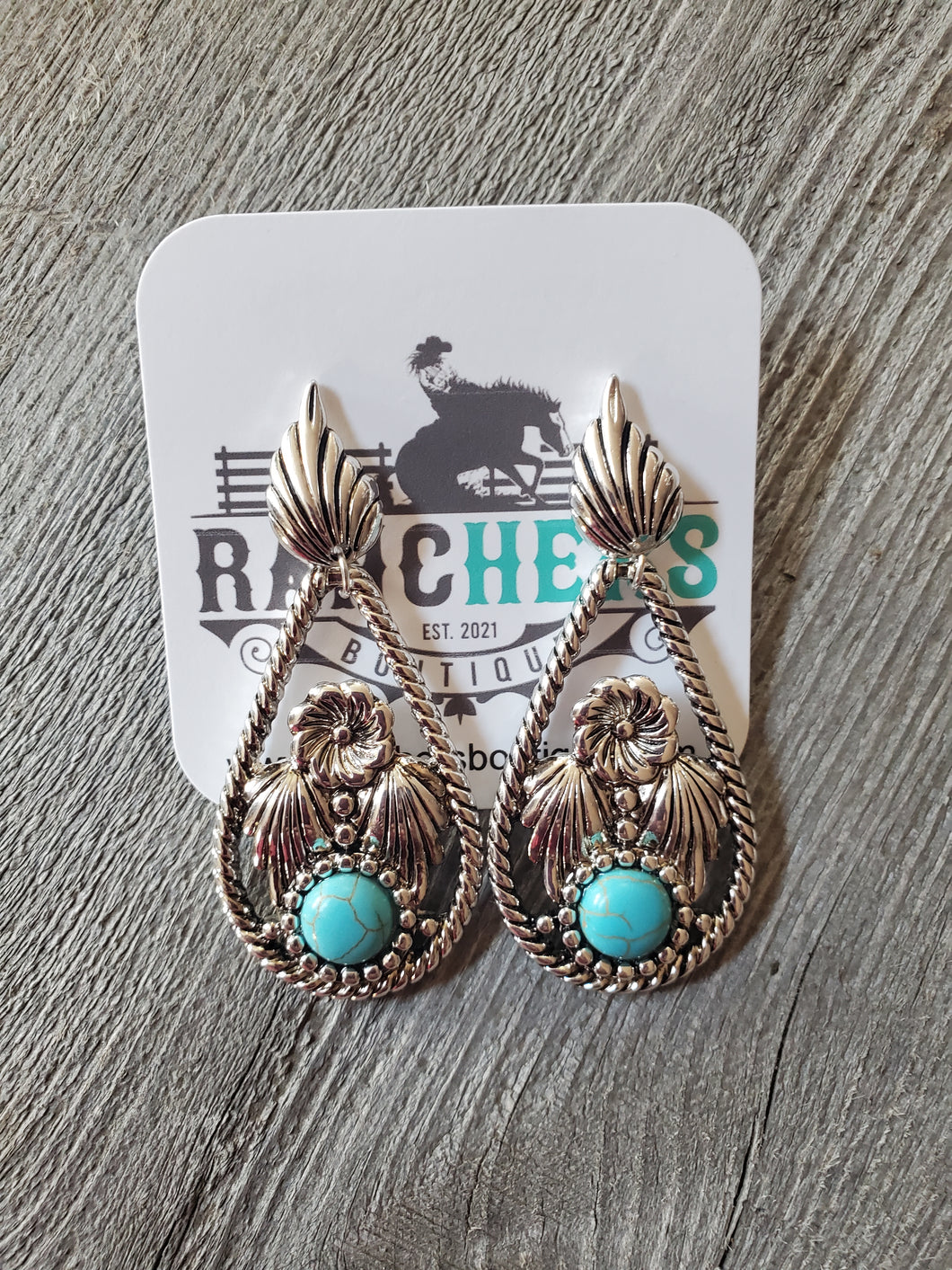 Silver Drop Turquoise Earrings