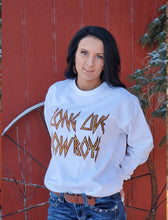 Load image into Gallery viewer, Long Live Cowboys Crewneck white long sleeve sweatshirt
