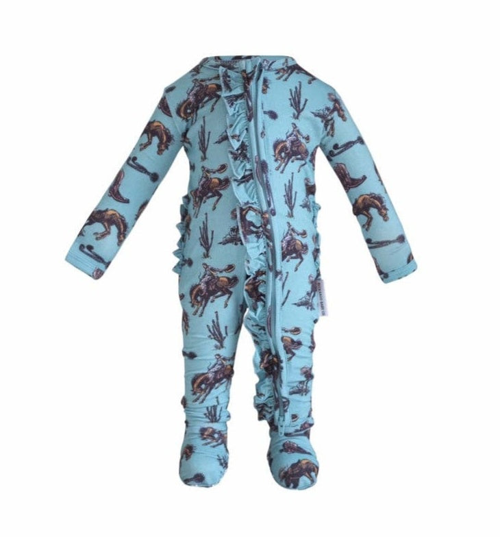 BRONC RUFFLE FOOTIE PJ'S