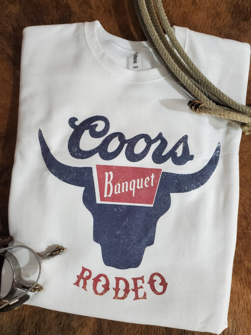 Crewneck white long sleeve Coors Banquet Rodeo Sweatshirt