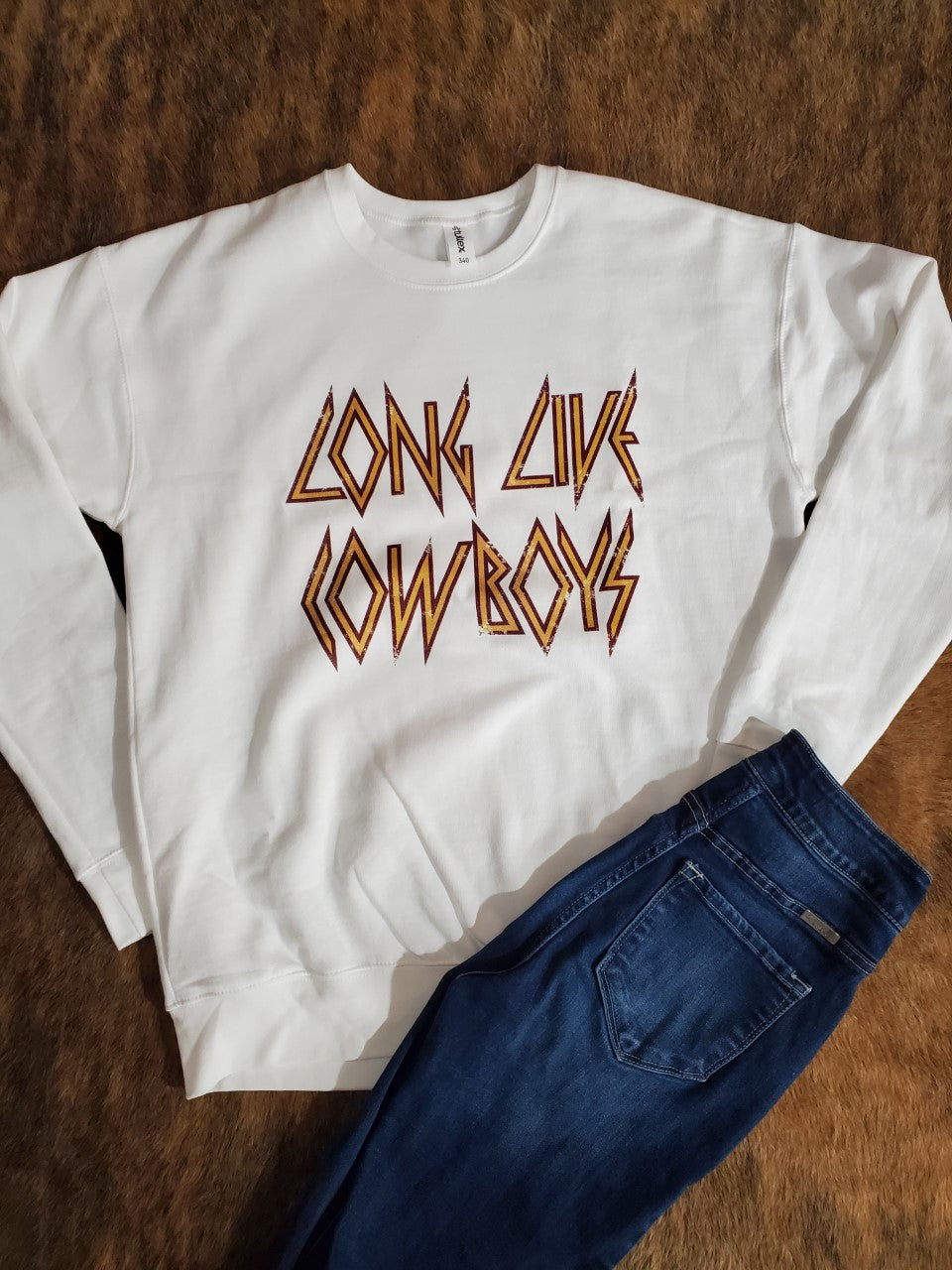 Long Live Cowboys Crewneck white long sleeve sweatshirt